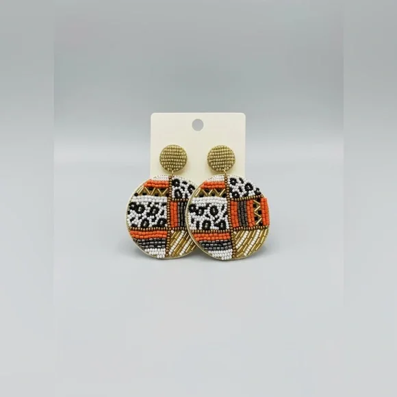 Animal Print Beaded Earrings - Picture 2 of 3